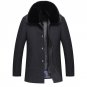 Medium Long Thicken Warm Wool Cashmere Mens Coat Detachable Lining Big Fur Collar Winter Jacket Men