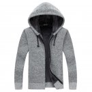 Winter Men Jacket thick velvet cotton hooded fur jacket men\'s winter padded knitted sweater Cardiga