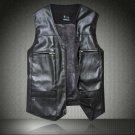 Man autumn plus size V-neck solid Single Breasted plus velvet thick pu outerwear male winter oversiz