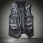 Man autumn plus size V-neck solid Single Breasted plus velvet thick pu outerwear male winter oversiz