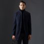 New Arrival Fashion Quality Coat Long Winter Wool Thick Stand Collar Black Dark Blue Color Manteau C