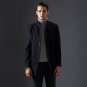 New Arrival Fashion Quality Coat Long Winter Wool Thick Stand Collar Black Dark Blue Color Manteau C
