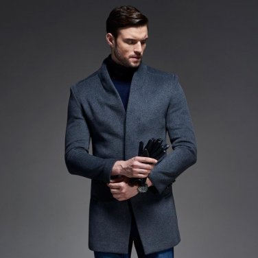 Winter Wool Coat Men Slim Fit Jacket Mens Fashion Outerwear Warm Male Casual Jackets Overcoat Woolen