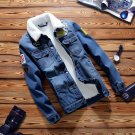 New Slim Fit Velet Lining Winter Jacket Men Fashion Turn Down Collar Jeans Giacca Uomo