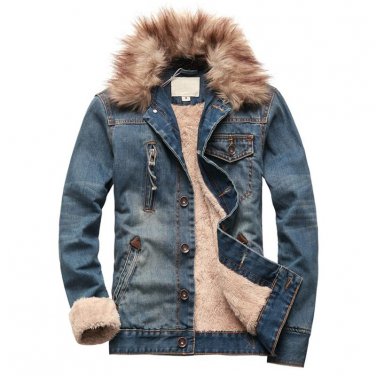 Winter New Arrival Denim Jacket With Fur For Men Slim Super Warm With Velet Lining Winter Jacket