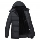 2017 Men Winter Hooded Coat Plus Size Thick Fleece Velvet Slim Windproof Fashion Padded Jacket Parka