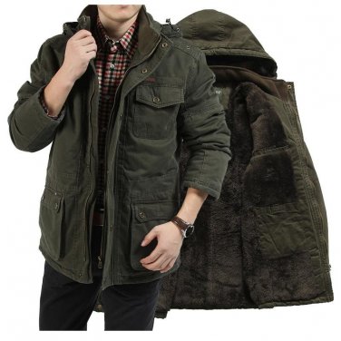 Winter men\'s warm wadded cotton velvet lining thickening solid color cotton jacket male jacket casu
