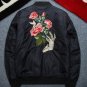 Mens winter coat padded bomber jackets new 2017 rib sleeve Flower Embroidery Fashion outwear Parkas