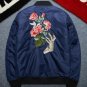 Mens winter coat padded bomber jackets new 2017 rib sleeve Flower Embroidery Fashion outwear Parkas