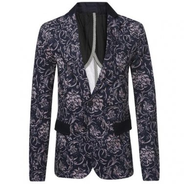 Men Floral Flower Suit Jacket 2016 Autumn New Arrival  Single Breasted Classic Casual Suit Coat For 