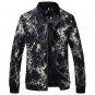 Plus Size M-6XL Men\'s Jacket 2017 Autumn New Fashion Printing Jackets Men Stand Collar Flower Casua