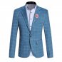 New 2017 Brand Casual Plaid Blazer Jacket Men Flower Brooch Korean Trend Suit Male Wedding Dress Sli