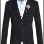 New 2017 Brand Casual Plaid Blazer Jacket Men Flower Brooch Korean Trend Suit Male Wedding Dress Sli