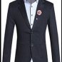 New 2017 Brand Casual Plaid Blazer Jacket Men Flower Brooch Korean Trend Suit Male Wedding Dress Sli