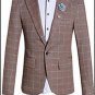 New 2017 Brand Casual Plaid Blazer Jacket Men Flower Brooch Korean Trend Suit Male Wedding Dress Sli