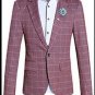 New 2017 Brand Casual Plaid Blazer Jacket Men Flower Brooch Korean Trend Suit Male Wedding Dress Sli