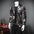 Mens Floral Blazer 2017 Luxury Velvet Blazer Men Costume Homme Flower Blazer Male Jackets and Coats 