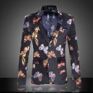 Butterfly Floral Costume Homme Casual Blazer jacket Fashion Slim Flower Blazers Coats prom groom
