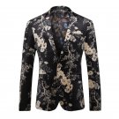 Fashion Suit for Men Pattern Flower Spring and Autumn Velveteen High Quality Formal Blazer Brand Coa