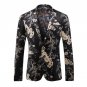 Fashion Suit for Men Pattern Flower Spring and Autumn Velveteen High Quality Formal Blazer Brand Coa
