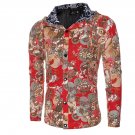 Fitness Hooded Jackets Men Long Sleeve Autumn Winter Coats 2017 V-Neck Floral Printed Slim Mens Coat