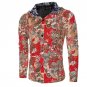 Fitness Hooded Jackets Men Long Sleeve Autumn Winter Coats 2017 V-Neck Floral Printed Slim Mens Coat
