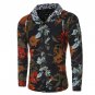 Fitness Hooded Jackets Men Long Sleeve Autumn Winter Coats 2017 V-Neck Floral Printed Slim Mens Coat