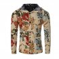 Fitness Hooded Jackets Men Long Sleeve Autumn Winter Coats 2017 V-Neck Floral Printed Slim Mens Coat