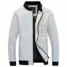 Mens Bomber Jackets New Fashion Plum flower Print Baseball Jacket Collarless Coat Slim Outerwear Big