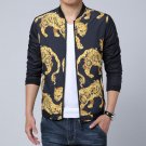 New Design Flower Leopard Printing Jacket Men Fashion Slim Fit manteau homme Outer Motorcycle Mens j