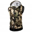 Hooded Camouflage Print Vest Men Fashion Streewear Zipper Sleeveless Mens Vest Tee Shirt Male Casual