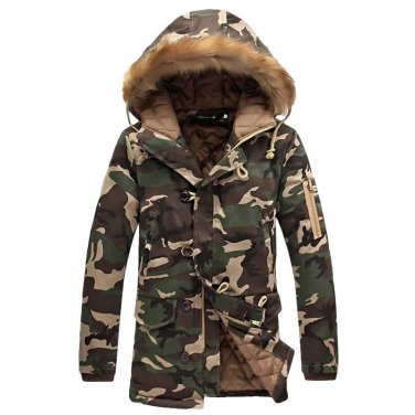 Winter Faux Fur Collar Coat Men Jacket 2017 Brand Casual Warm Camouflage Jackets Mens Coats Thick Pa