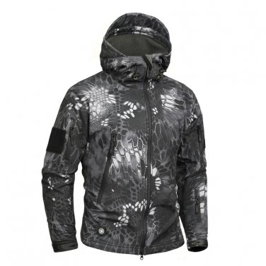 Mege Brand Python Pattern Camouflage Men Sharkskin Softshell Autumn Hoodies Jacket, Military Clothin
