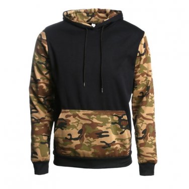 Hoodies Men 2017 Autumn Winter  Long Sleeve Hoodie Camouflage Splicing Sweatshirt  Male Casual and C