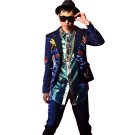 Custom Made Male Stage Show Costumes Cool Men High Quality Embroidered Splice Casual Suit Coat Fashi