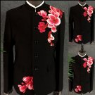 M-3XL New Arrivals Men \'s Party Night embroidered Blazers stand collar jacket male host Chorus team