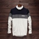 Patchwork Knitted T-Shirts Men Jacket Jumper Men Knit Pullover Coat Long Sleeve Shirts LL