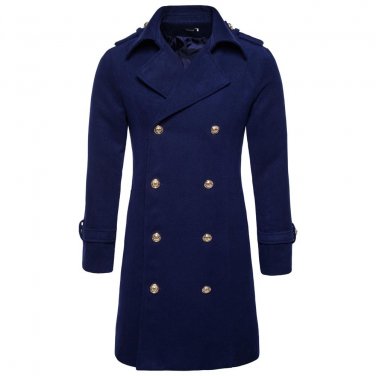 Mens Trench Coat 2017 Winter Long Wool Trench Coat Men Slim Fit Pea Coat Windbreaker Casual Men\'s J