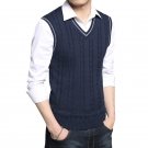 Mens Waist Coat V-Neck Vest Men Business Coat Sleeveless Breathable Sweater Men Casual Pullover Warm