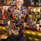 new Flower blazer jacket male slim fashion men\'s fashion personality flat flannelette print coat hi