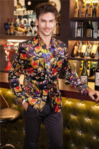 new Flower blazer jacket male slim fashion men\'s fashion personality flat flannelette print coat hi