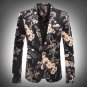 new Flower blazer jacket male slim fashion men\'s fashion personality flat flannelette print coat hi