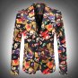 new Flower blazer jacket male slim fashion men\'s fashion personality flat flannelette print coat hi