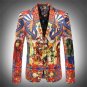 new Flower blazer jacket male slim fashion men\'s fashion personality flat flannelette print coat hi