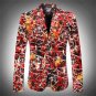 new Flower blazer jacket male slim fashion men\'s fashion personality flat flannelette print coat hi