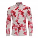 Mens Floral Printing Shirt Dress Formal Wedding Hawaii Button Long Sleeve Coat Jacket Flower Busines