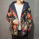 Floral  Cotton Linen Hooded Jacket Coat
