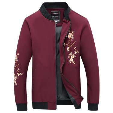 Men Spring Autumn Jacket Plum flower Printing Jackets Men Casual Slim Fit Jackets Polyester 2017 Fas