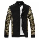 Men Fashion PU Jackets Large Size M-8XL Stand Collar Slim Fit Coats Camouflage Flowers Printed Zippe
