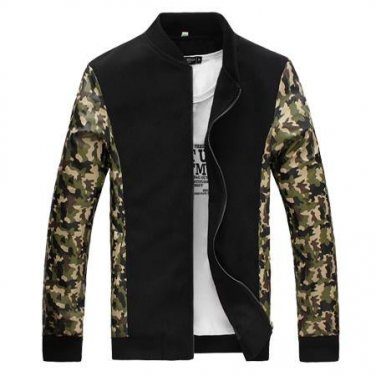 Men Fashion PU Jackets Large Size M-8XL Stand Collar Slim Fit Coats Camouflage Flowers Printed Zippe